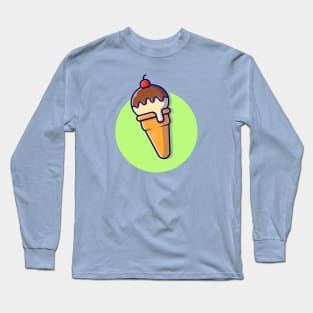 Ice Cream Cone Cartoon Vector Icon Illustration Long Sleeve T-Shirt